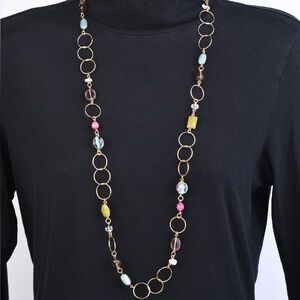 Cookie Lee Women’s Gold Beaded Colorful Necklace. NWT